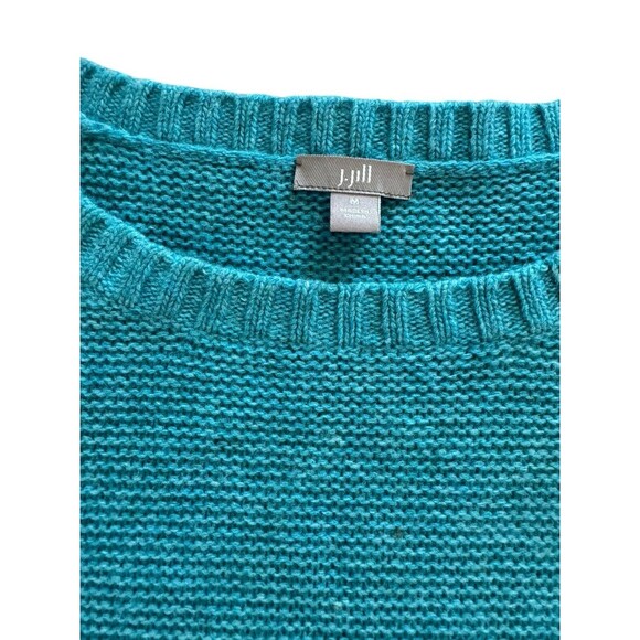 J Jill Blue Wool Chunky Knit Sweater Size Medium Granniecore Outdoor Top Casual - Picture 5 of 6